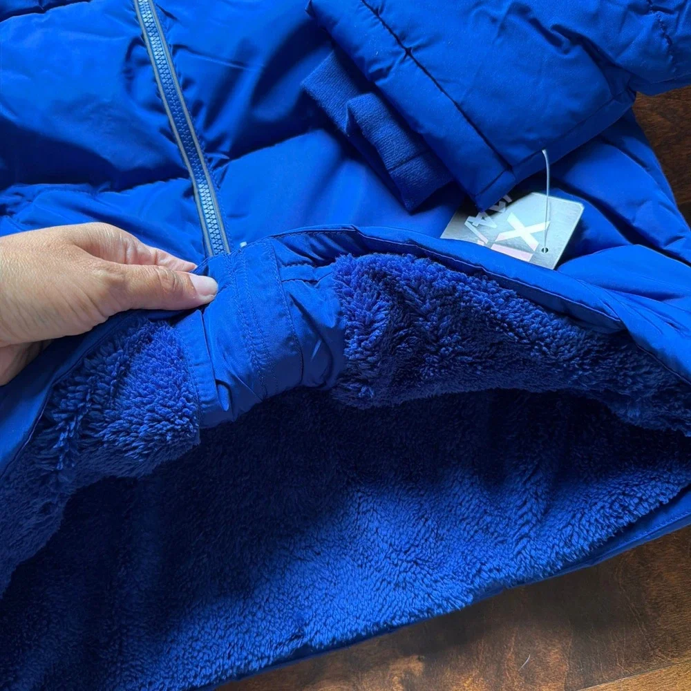 Members Mark Boys Blue Puffer Jacket Removable Hood Sherpa Lined XL 14/16 NEW